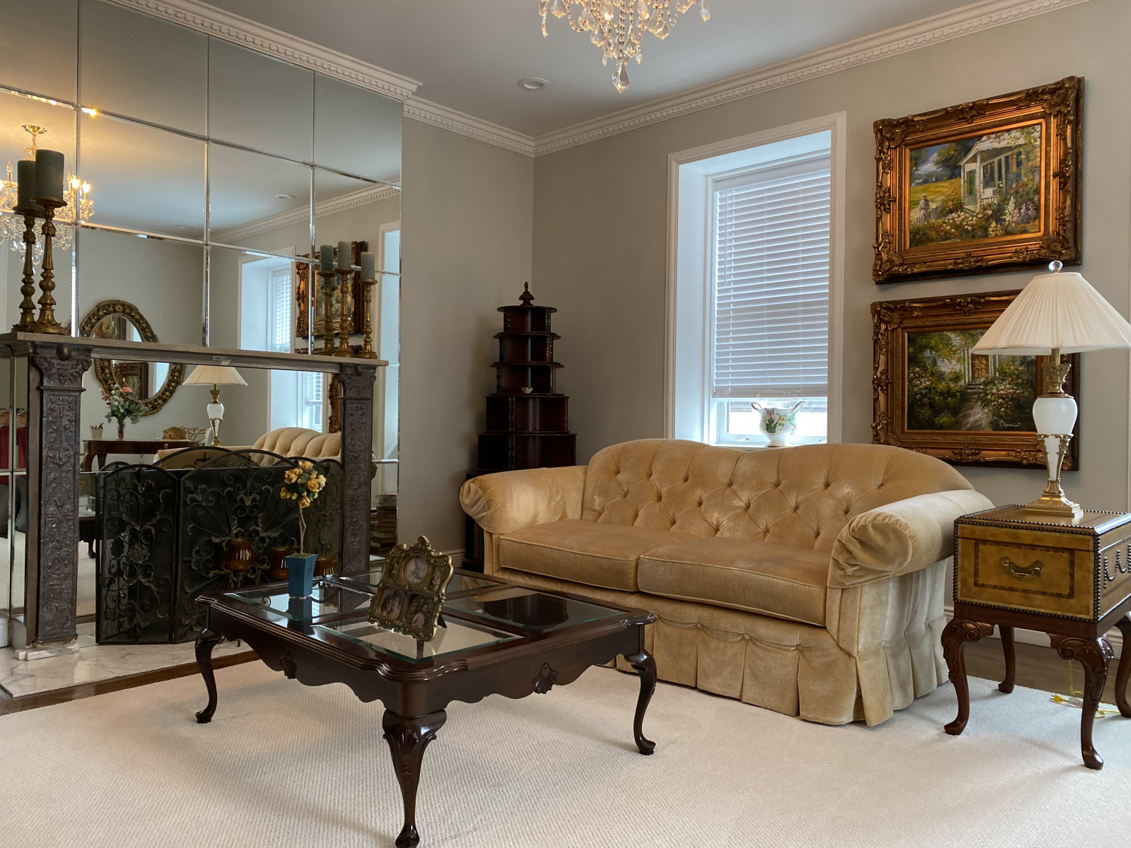 Beautiful formal living room with soaring ceiling heights